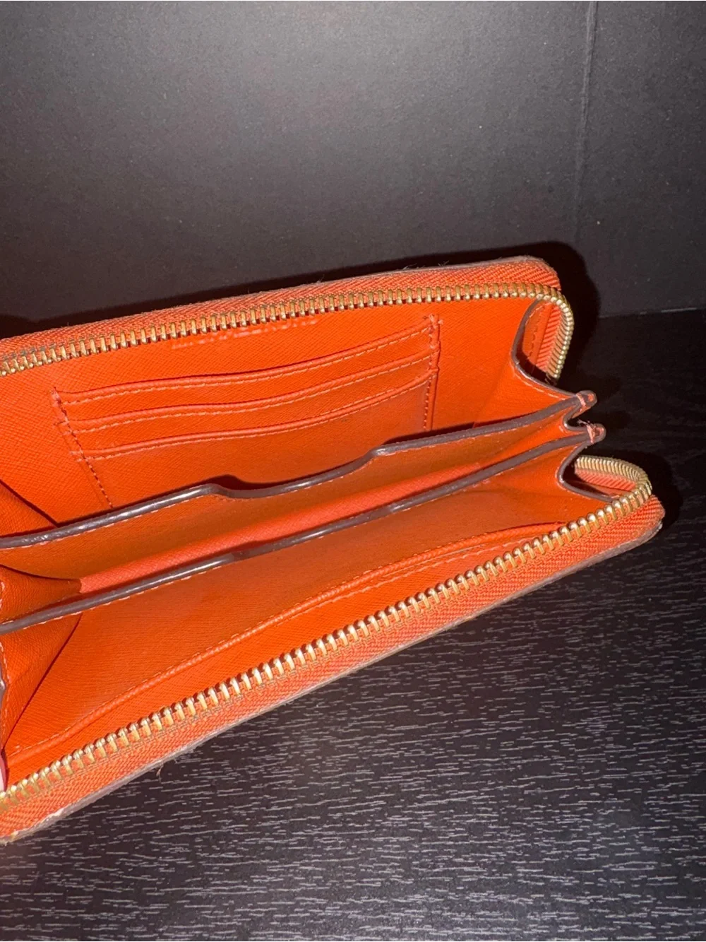 Michael Kors Orange Saffiano Zip Wristlet